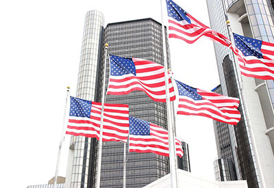 American Flags in Detroit