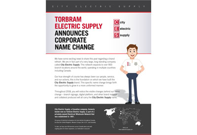 Torbram Electric Supply Announces Corporate Name Change: City Electric Supply (CES)