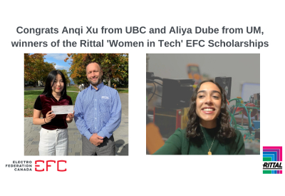 Rittal Presents the 2021 ‘Women in Tech’ EFC Scholarships to Anqi Xu of UBC and Aliya Dube of UM