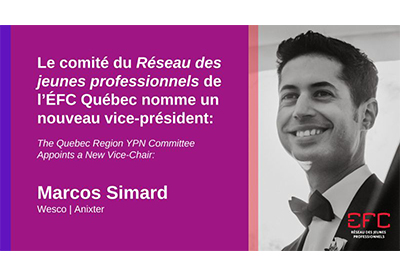 Marcos Simard, Wesco | Anixter, Named New Vice-Chair of Quebec Region YPN Committee
