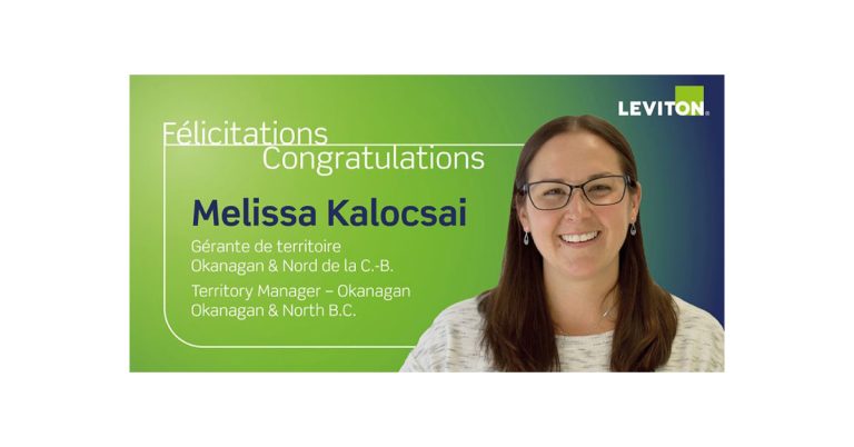 Congratulations to Melissa Kalocsai: The New Leviton Territory Manager for Okanagan and North BC 2023