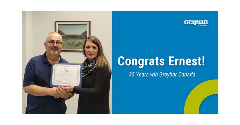 Ernest Celebrates 35 Years with Graybar Canada