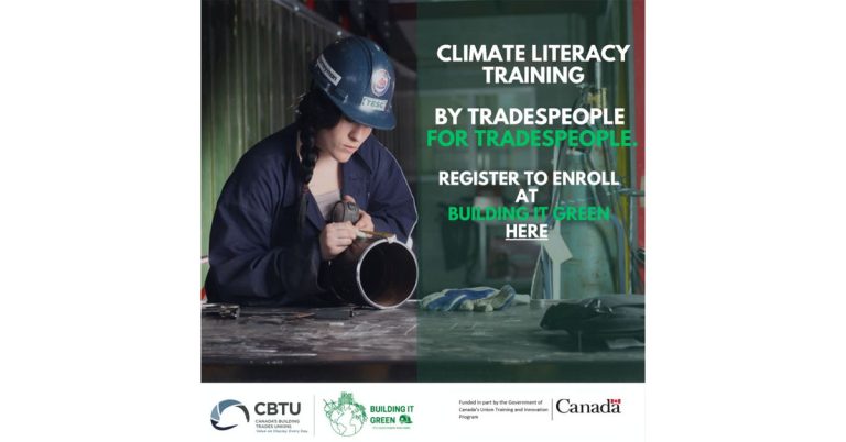 NETCO Announces Climate Literacy Course for Construction Trades by Canada’s Building Trades Unions