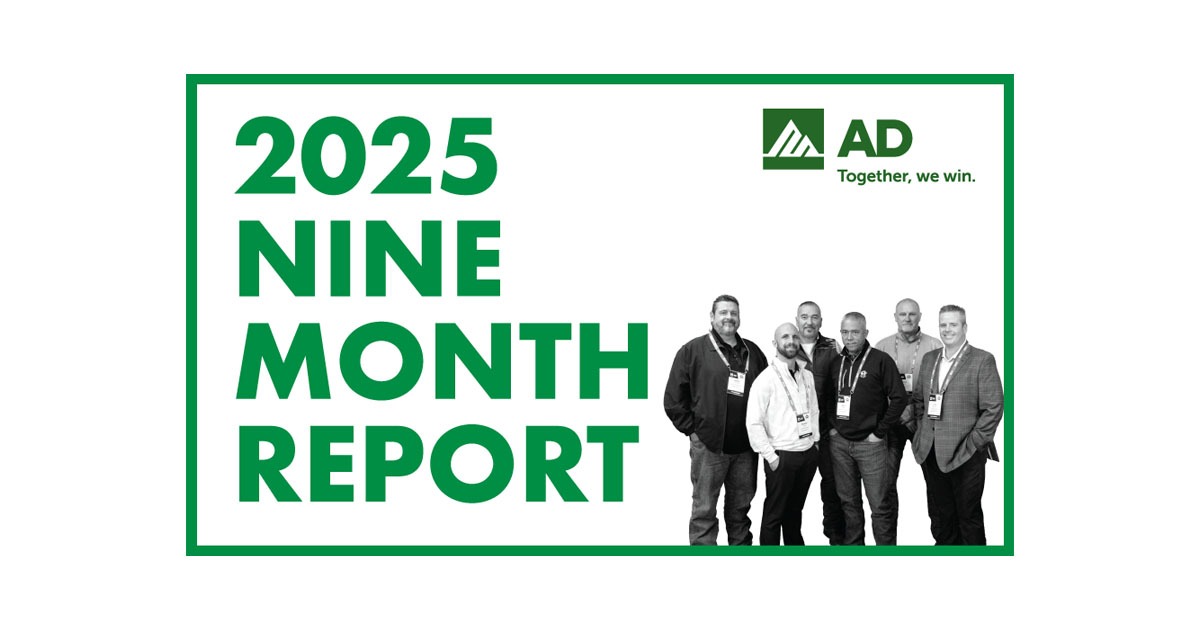 AD Reports Record Sales and Growth Through the Third Quarter of 2025