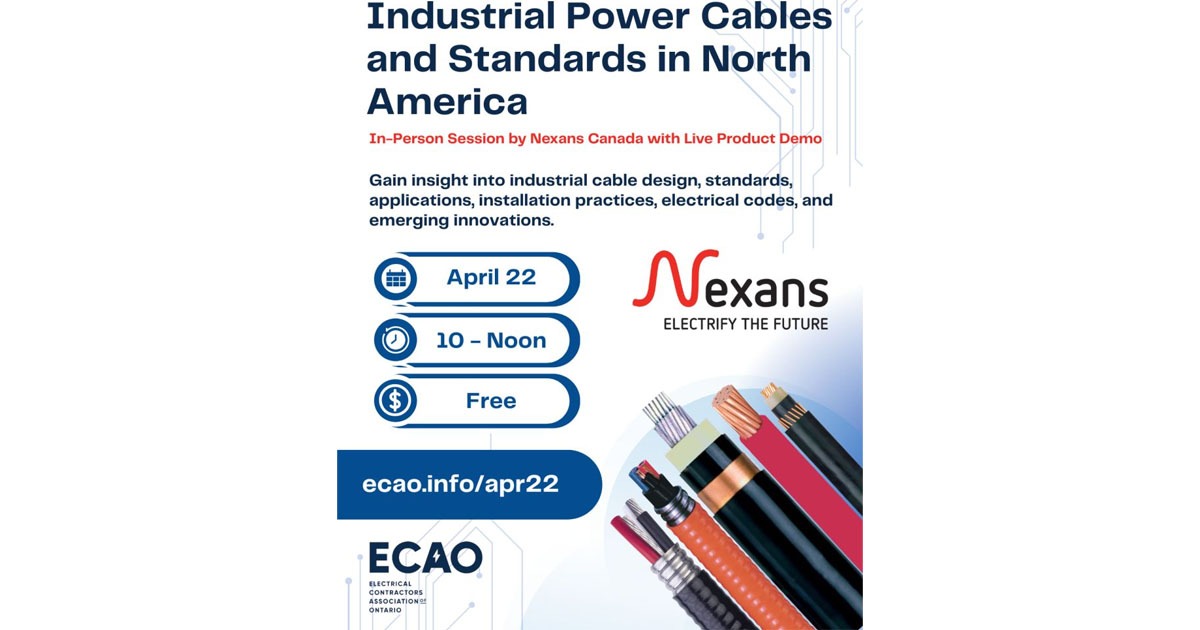 Free Industry Training Opportunity with Nexans Canada: Industrial Power Cables and Standards in North America