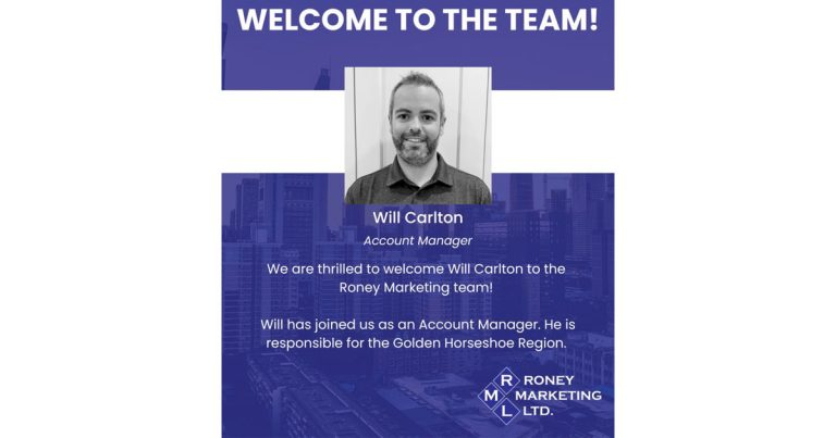 Roney Marketing Ltd. Welcomes Will Carlton as New Account Manager, Golden Horseshoe Region