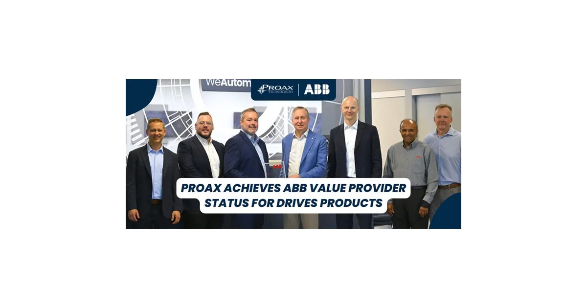 Proax Achieves ABB Value Provider (AVP) Status for Drives Products