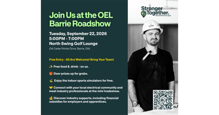 Ontario Electrical League Brings Free Electrical Industry Roadshow to Barrie September 22